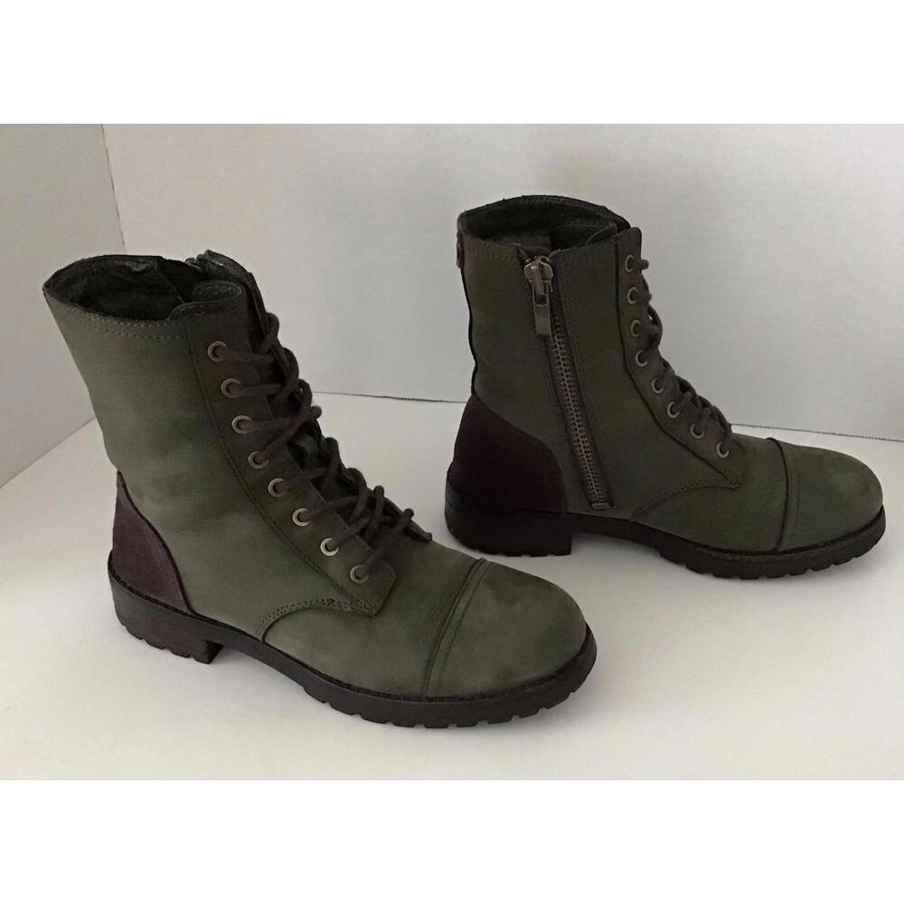 UGG Kilmer Green Leather Lace Up Combat/ Military Style Boots Women's Size 7 - Picture 2 of 9